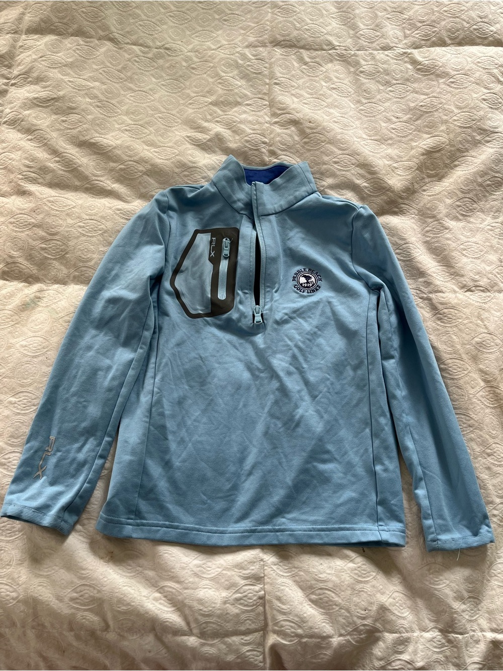 Ralph Lauren Blue kid’s pebble beach golf links Quarter-Zip Performance sweater